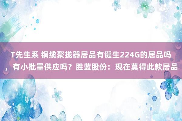 T先生系 铜缆聚拢器居品有诞生224G的居品吗，有小批量供应吗？胜蓝股份：现在莫得此款居品