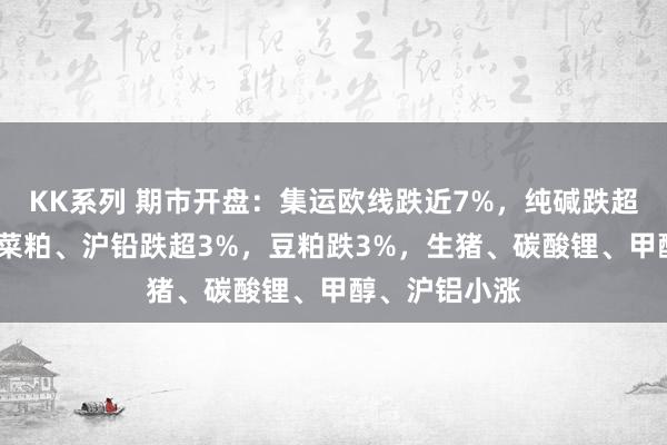 KK系列 期市开盘：集运欧线跌近7%，纯碱跌超4%，玻璃、菜粕、沪铅跌超3%，豆粕跌3%，生猪、碳酸锂、甲醇、沪铝小涨