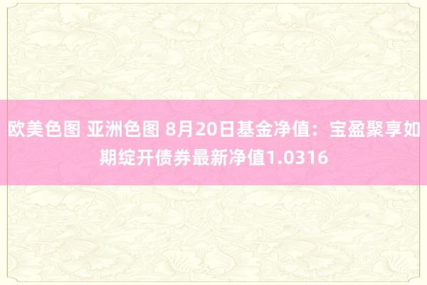 欧美色图 亚洲色图 8月20日基金净值：宝盈聚享如期绽开债券最新净值1.0316