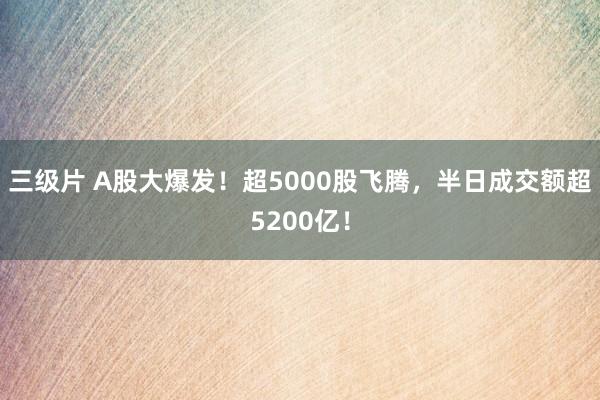 三级片 A股大爆发！超5000股飞腾，半日成交额超5200亿！